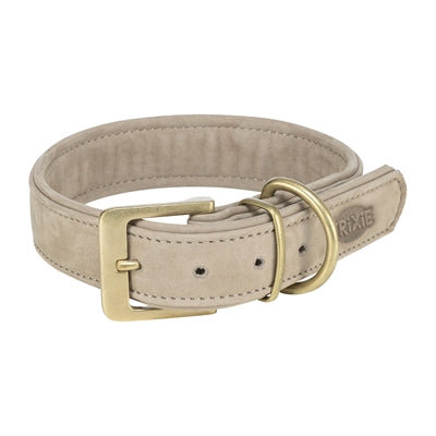 Trixie Hundehalsband Aus Reinem Leder Hellgrau