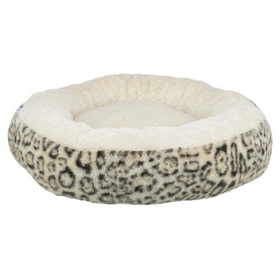 Trixie Hundekorb Leo Weich Rund Plüsch Creme / Panther Print